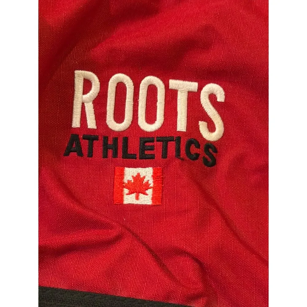 Roots Athletics Red Black Cream Laptop Backpack Travel School Book Bag Canada